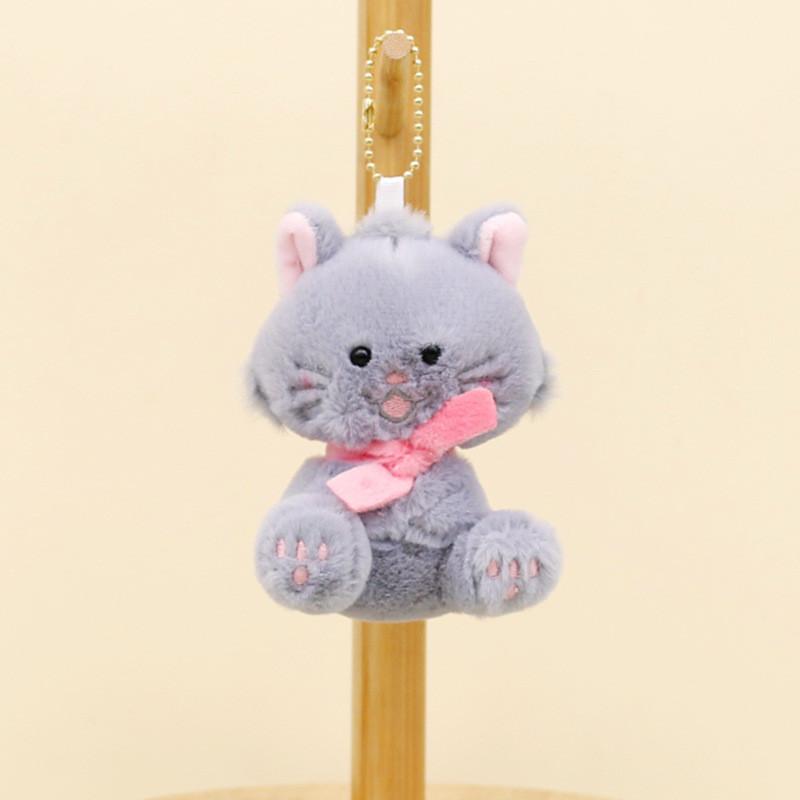 

Soft And Cute Plush Persian Cat Keychain Charming Mary Cat Stuffed Animal Doll Gray Cat