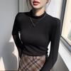 Women's Modal Velvet Half-High Collar Long-Sleeved Slim Warm Bottoming Shirt for Autumn and Winter
