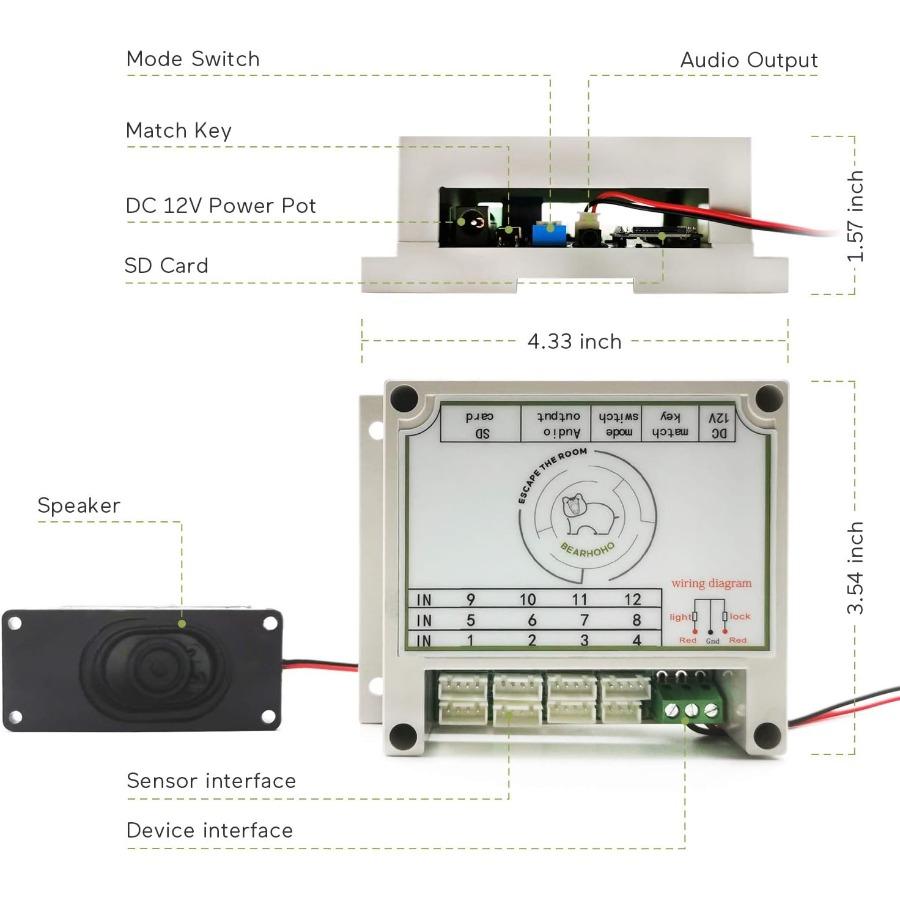 Escape Room Props with 5 Different Colors Buttons Mechanism for Interactive Puzzle Game: Press in Order to Control 12V Magnet L
