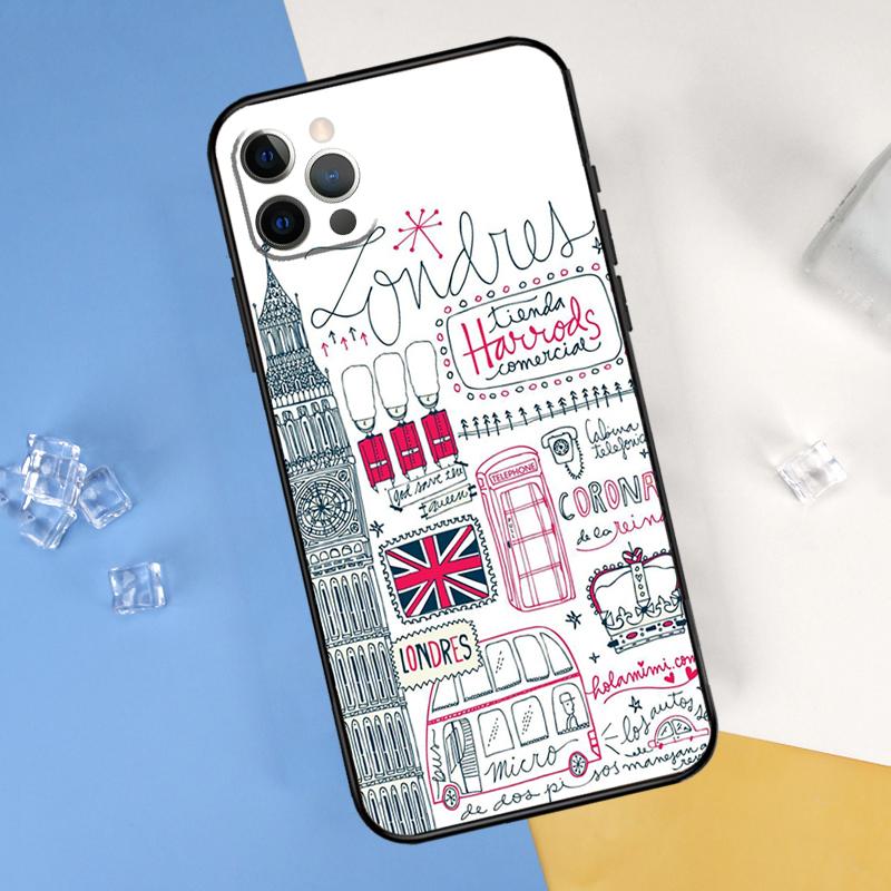 London Bus England Big Ben Phone Case For iPhone 16 Pro 15 Pro 11 13 14 Pro Max 12 Mini XR 16 15 Plus 16e Cover Shell