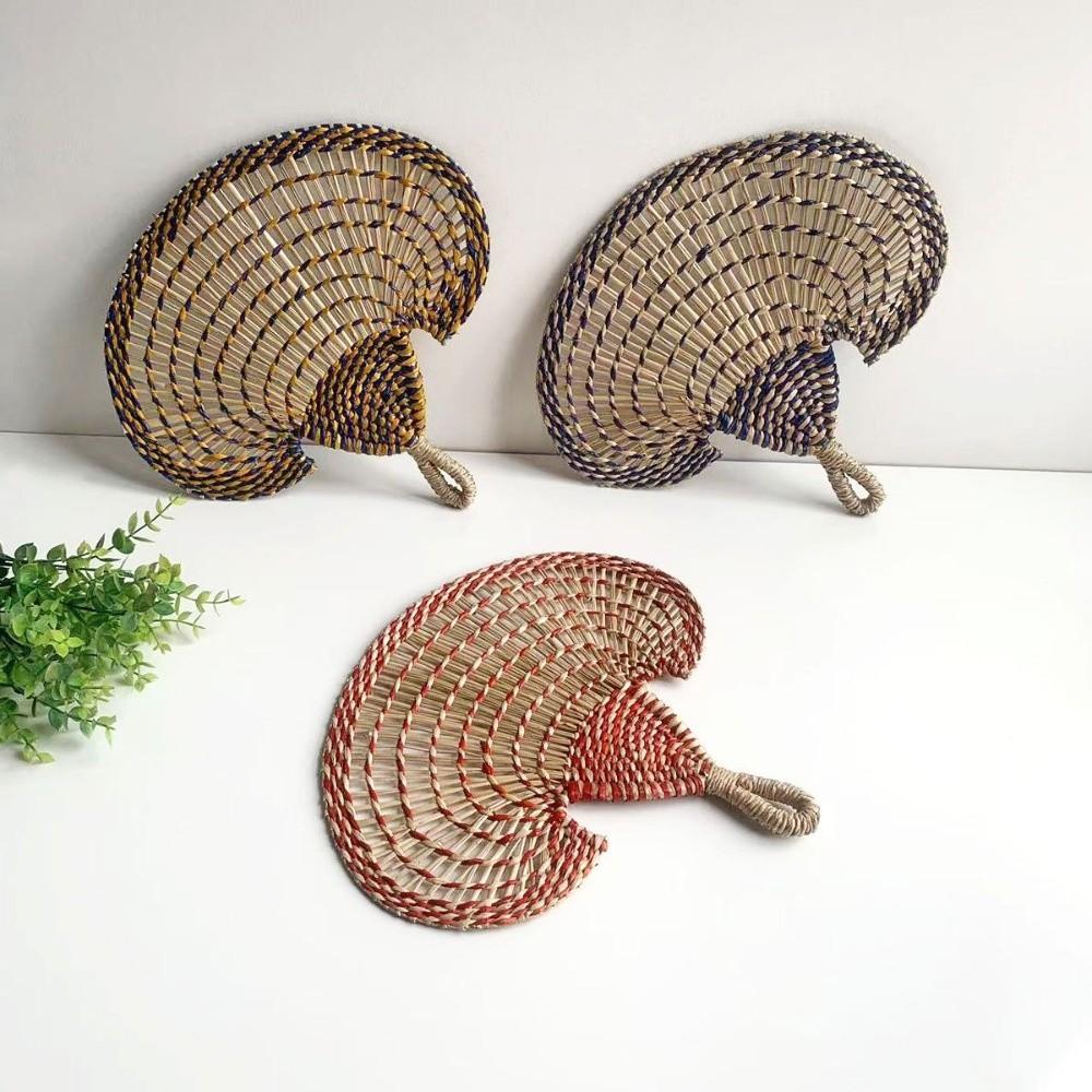 Bohemian Decorative Handmade Fan Colorful Hand Braided Fan Durable Hand-woven Straw Fan  Outdoor