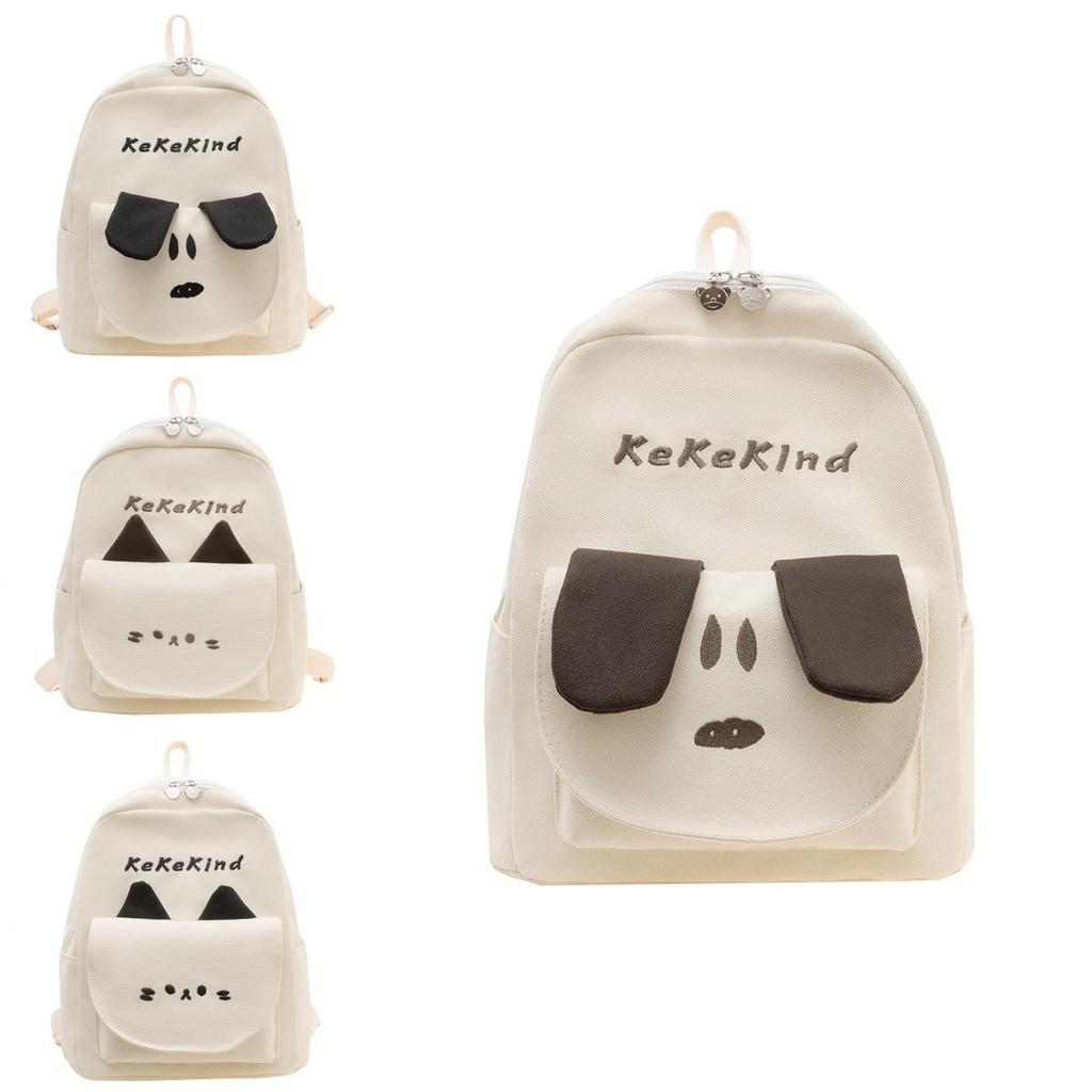 Cat Theme Dog Canvas Backpack Outdoor Large Capacity Schoolbag Breathable