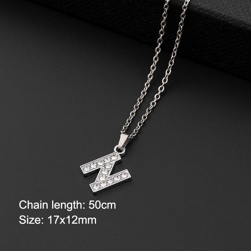 Women Shining Zircon A Z Letter Pendant Necklace 1Pcs Adjustable Clavicle Chain Personalized Jewelry for Birthday Present