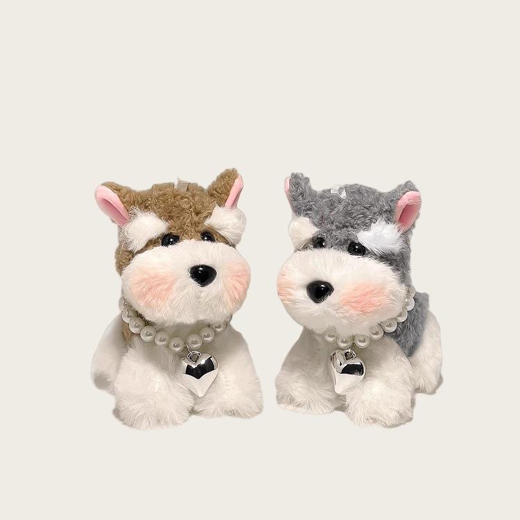 Cute Schnauzer Puppy Bag Pendant Girl Plush Doll Backpack Pendant Keychain Couple Gift