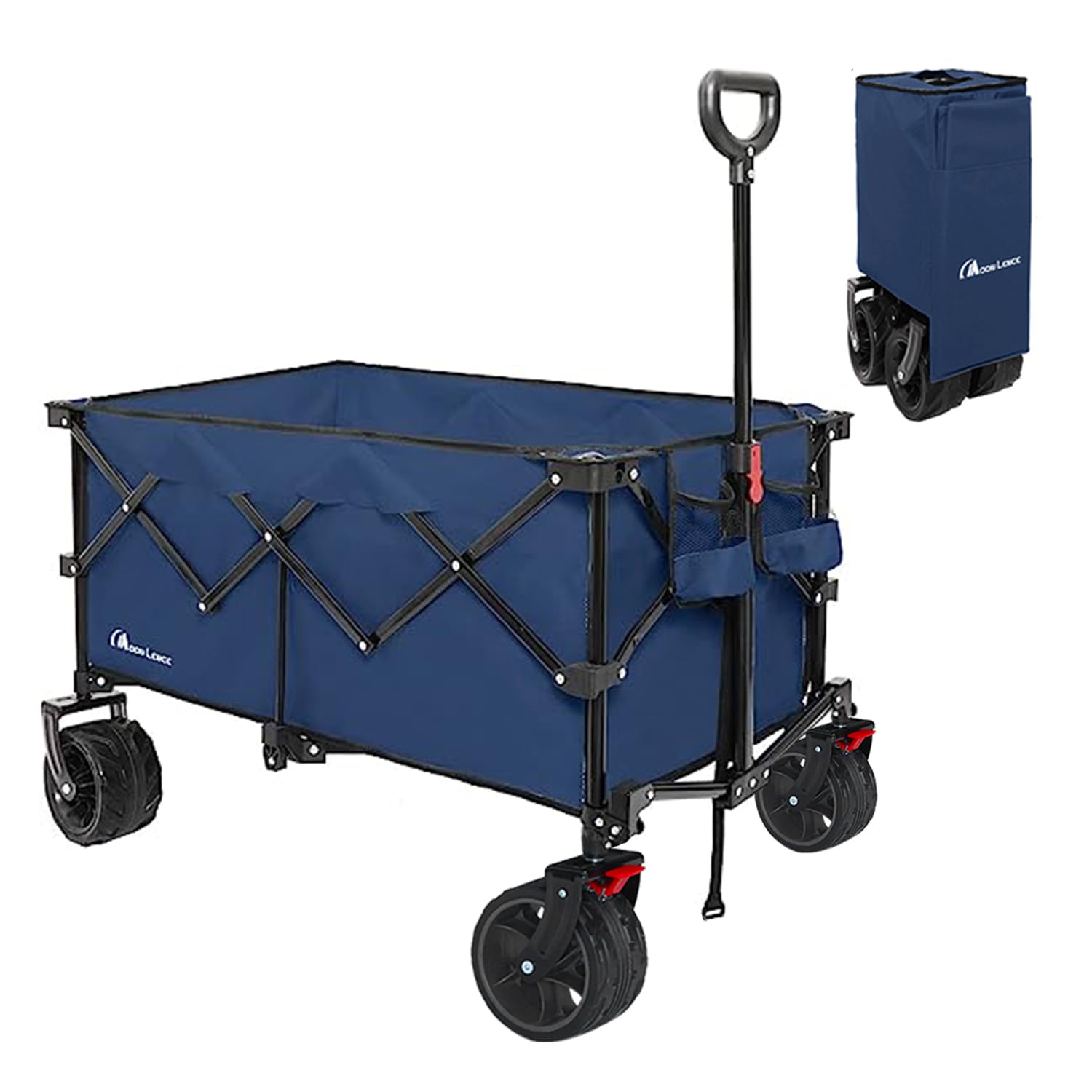 

MOON LENCE Carry Wagon Folding Carry Cart Large Capacity 156L Wide Large Tires Outdoor Camping Leisure BBQ Sports Day Load Capacity 100kg [With Brake] синій