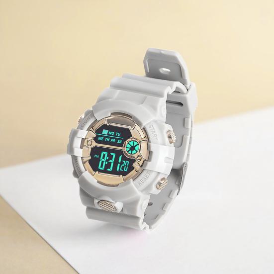 LED Electronic Watch Waterproof Anti-slip Adjustable Strap Round Dial Kids Students Casual Sports Digital Wristwatch Birthday Gift