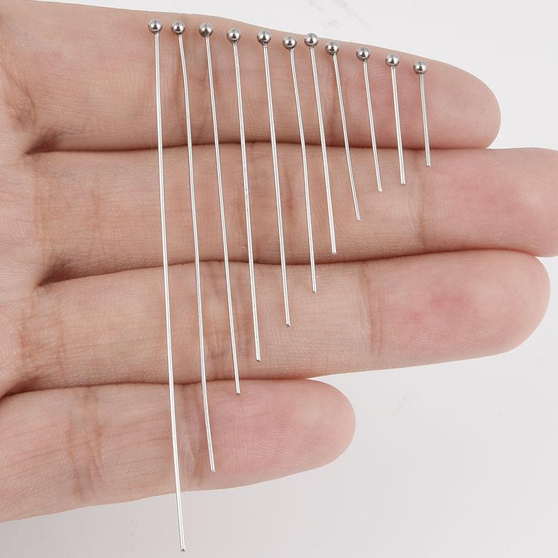 100pcs/Lot High Quality Stainless Steel Ball Head Pins For Jewelry Making Supplies PVD Round Head Needle Connectors Accessories