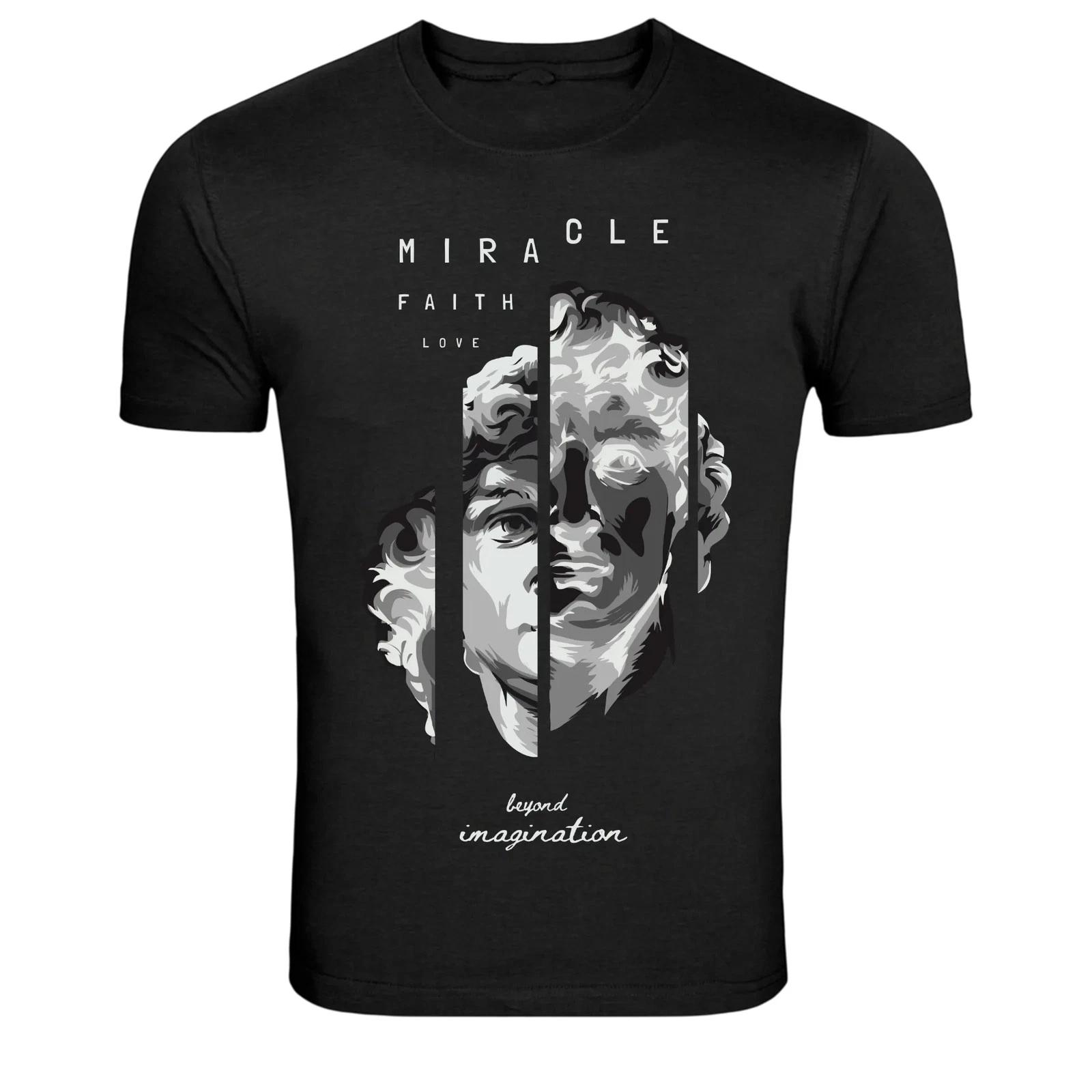 Miracle Faith Love Beyond Imagination Statue Graphic Tee M