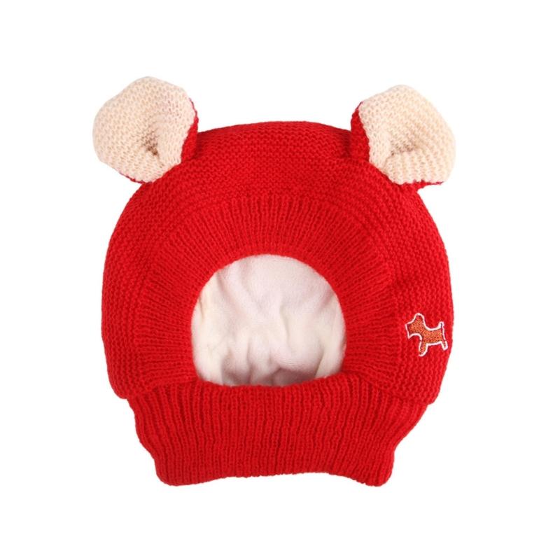 Cartoon Bear Ear Knit Hat for Dogs Lovely Small Dog Costume Hat for Halloween Birthday Party Dogs Hat Cat Cosplay Props красный