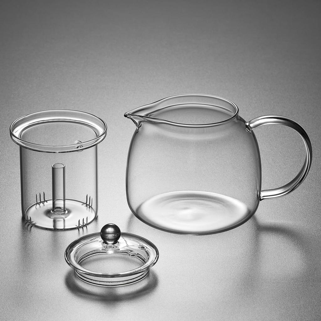 Pokaro Tee Teekanne, Hitzebeständiges Glas, Große Kapazität (1350ml), Transparent und stilvoll, hitzebeständig (170°C), Mikrowellen- und Hitzebeständig, Inklusive