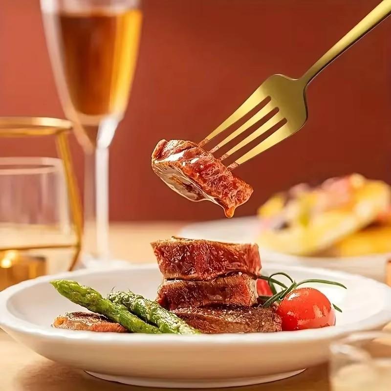 8/16Pcs Stainless Steel Dinner Forks, Gold Tableware Fruit Steak Salad Forks, Suitable For Restaurant Banque Party