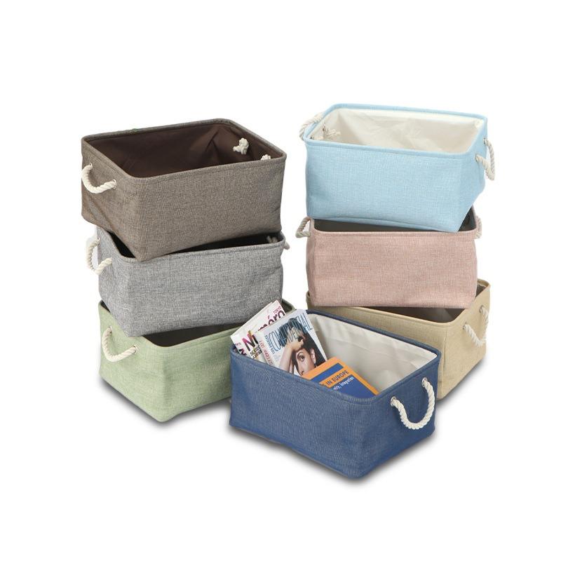 Stylish Linen Storage Basket Desktop Organizer for Home Office Organization