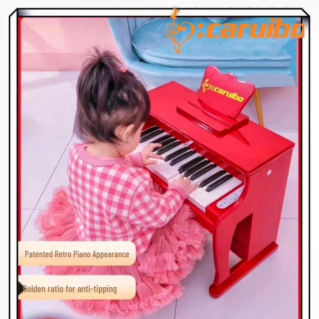 30-Key Children's Wooden Electronic Keyboard with Weighted Keys - Beginner Toy Piano for Girls