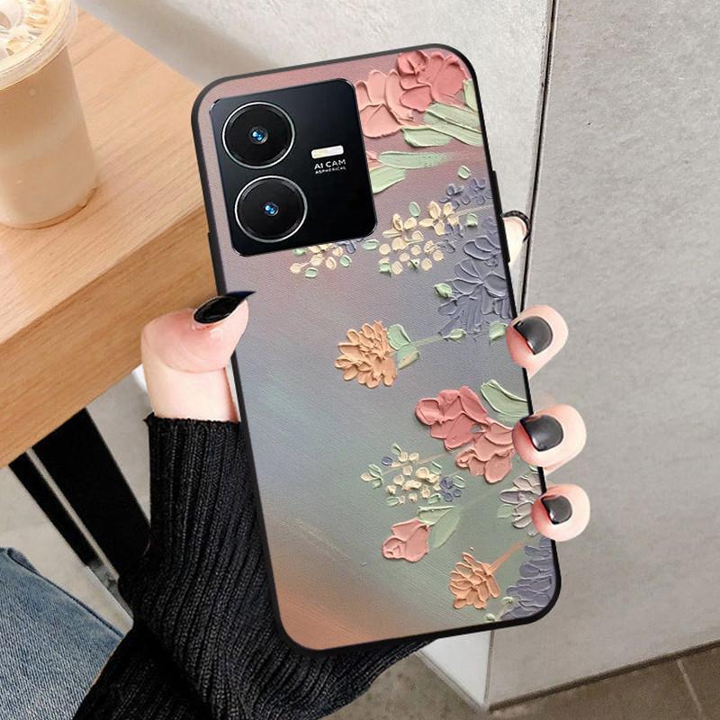 For Vivo Y22 4G Case Wolf Cat Soft Silicone Shockproof Phone Cover For Vivo V2207 V2206 Y22s Y 22 Y 22S Cases 2022 Black Bumper