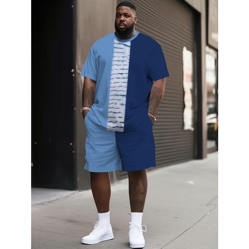 Trend modă stradală urbană set bărbătesc cu gât rotund, mânecă scurtă și pantaloni scurți, simplu, casual și confortabil pentru exterior