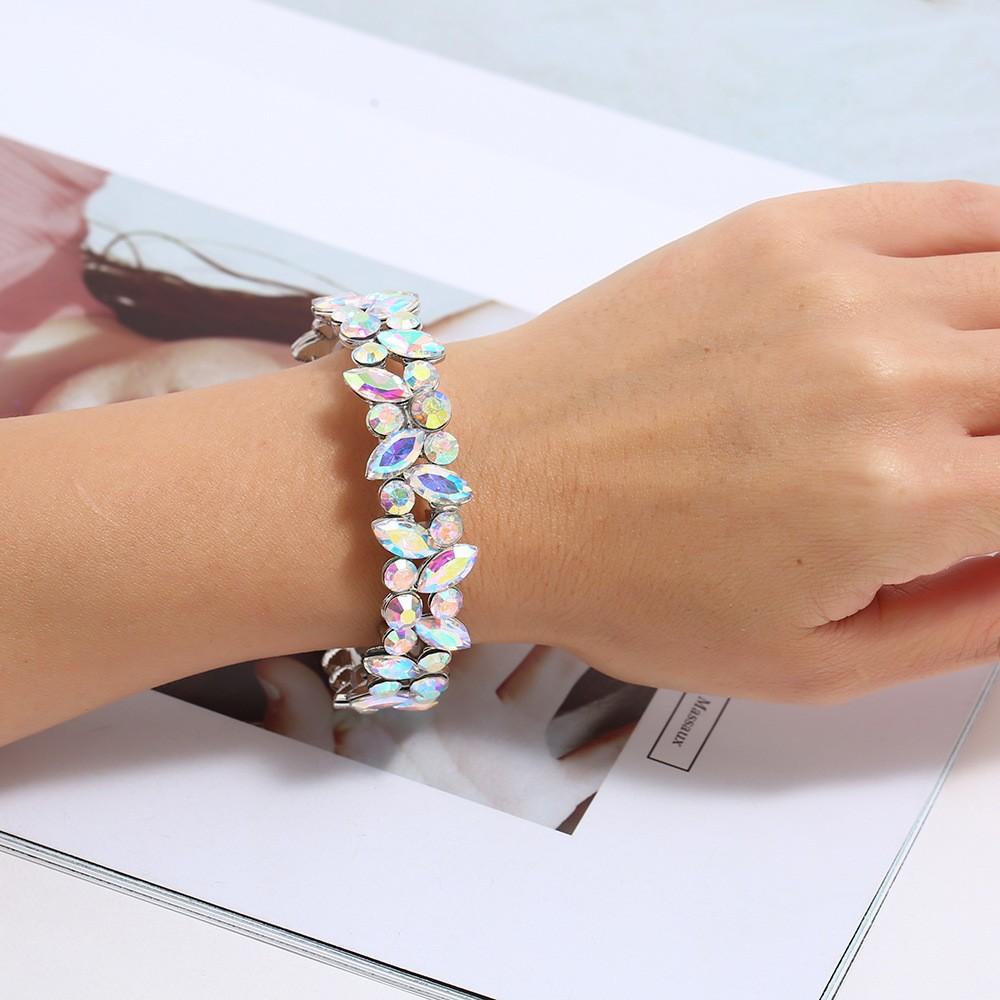 

Творческий великолепный стеклянный браслет, модный высококачественный эластичный инкрустированный стразами браслет для женщин