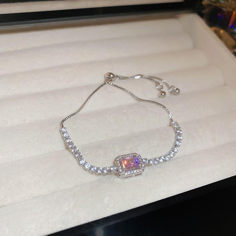 High-End Geometric Crystal Adjustable Bracelet with Luxury Drawstring Design - New Influencer Jewelry