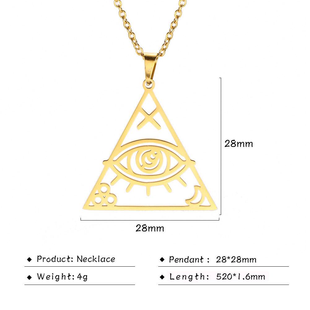 LIKGREAT Vintage Egyptian Egypt Pyramid Women Necklace Evil Eye Triangle Illuminati Pendant Choker Stainless Steel Jewelry