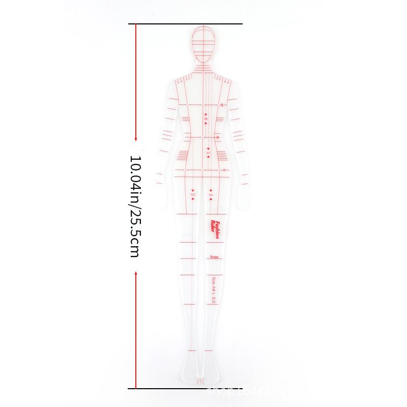 

M-1Pcs Clear Illustration DIY Quilting Clothing Design Rulers Fashion Drawing Template Ruler For Drafting Clothing Designers
