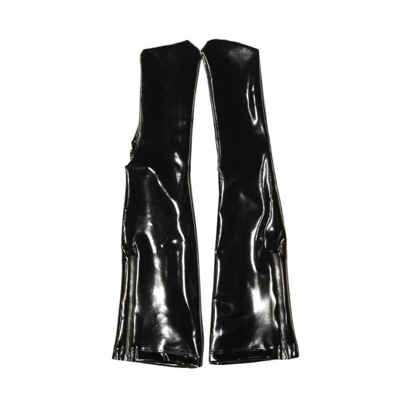 Copristivali Lunghi Lucidi in Finto Lattice per Nightclub Cosplay Donna Effetto Bagnato con Zip Calze Lunghe sopra il Ginocchio