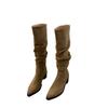 Women's Suede High-heeled Boots for Autumn and Winter 2025, New Plush Pointed Stacking Boots, Fashionable Outdoor Knight Boots