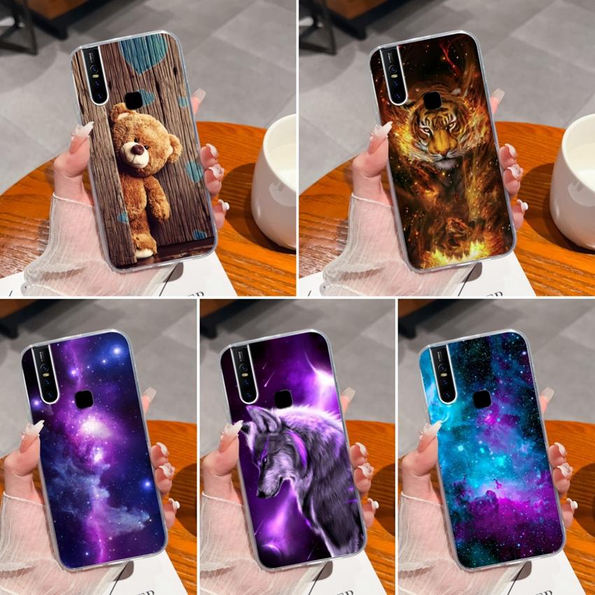 For Vivo V15 V19 V27 S15 U20 V21 V20 Phone Casing Cute Ragdoll Bear Pattern Transparent Slim Silicone Dustproof Back Covers Shell For Vivo Bumper Case