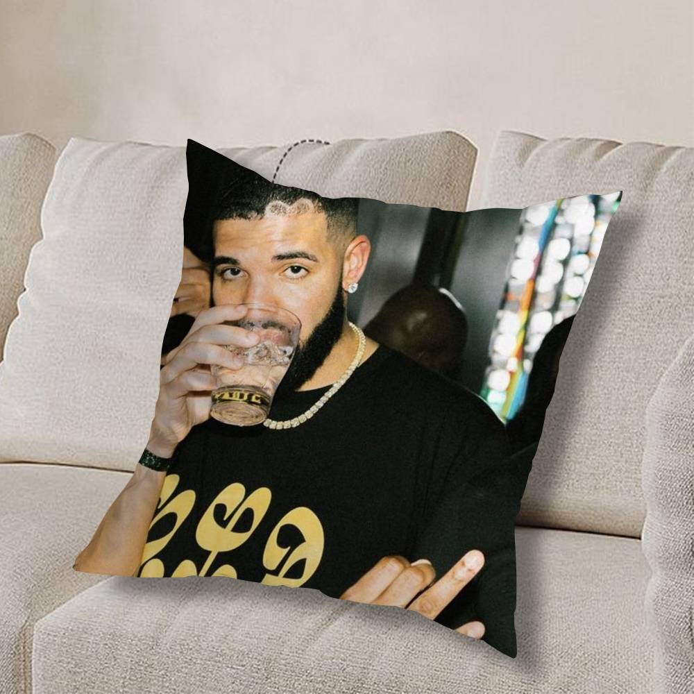 cool D-Drake OvO Rap Pillow Case Square Double-Sided Printing Short Plush Sofa Cushion Cover Bedroom Bedside Pillow