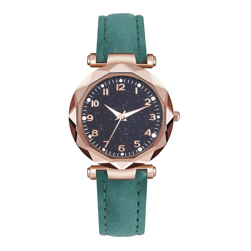 

Кварцевые часы Светящийся Кожаный Матовый Ремешок Женские Повседневные Аксессуары Подарок зелёный