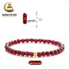 Golden Luck Natural Garnet & Pure Gold Bead Bracelet for Women - Single Strand, Ideal Business Event Gift