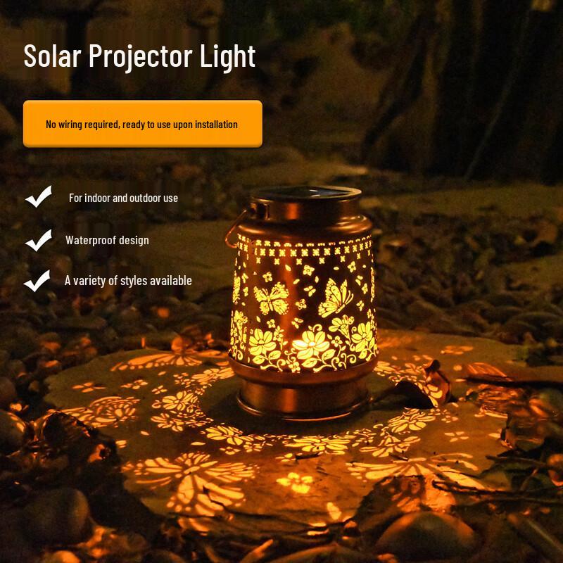 Wrought Iron Solar Hummingbird Projection Light