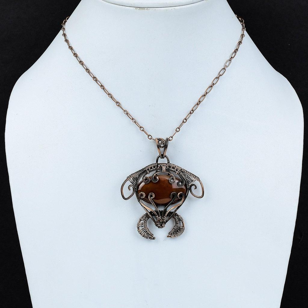 Red Jasper Pendant Copper Wire Wrapped Gemstone Jewelry Handmade Tortoise Pendant Brand New Jewelry Copper Wire Wrapped Pendant Gift For Mom