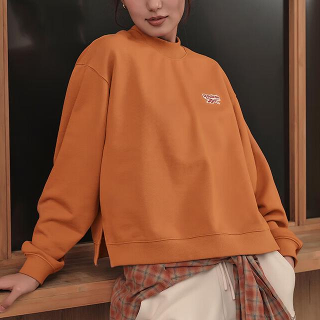 Reebok FW23 Logo Print Drop Shoulder Comfortable Pullover Crewneck Sweatshirt Women sweatshirt Caramel 23FRC306WGBH