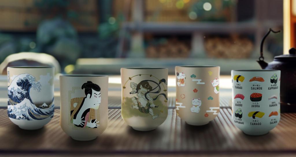 Wahodo Vacuum-Sealed Yunomi Cup, 300ml, with a Maneki-neko (Lucky Cat) Design, Vacuum Insulated, Keeps Drinks Hot or Cold, Perfect for Office Use,