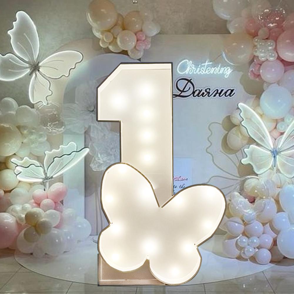 1Pc 73cm Lighting Butterfly Number ONE KT Board Party Decor for Anniversary Birthday Home Party Decorating Tool Kids Gift