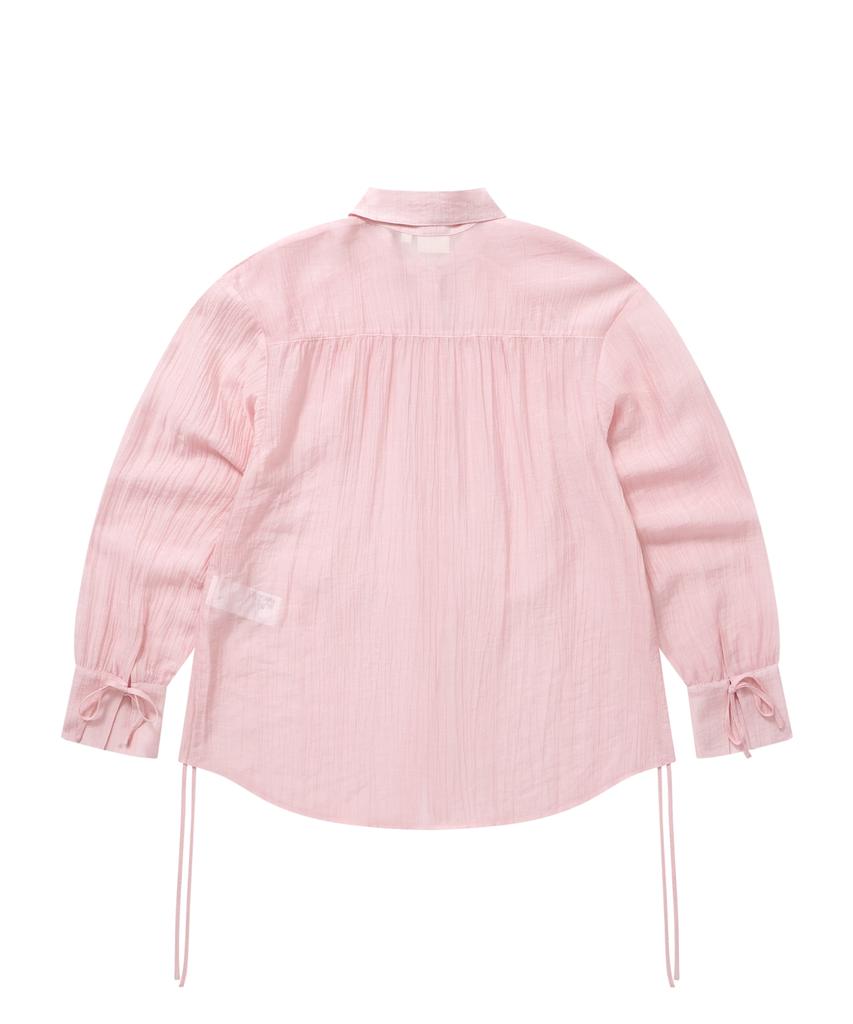 COVERNAT WOMAN Oversized Sheer Shirred Blouse Light Pink