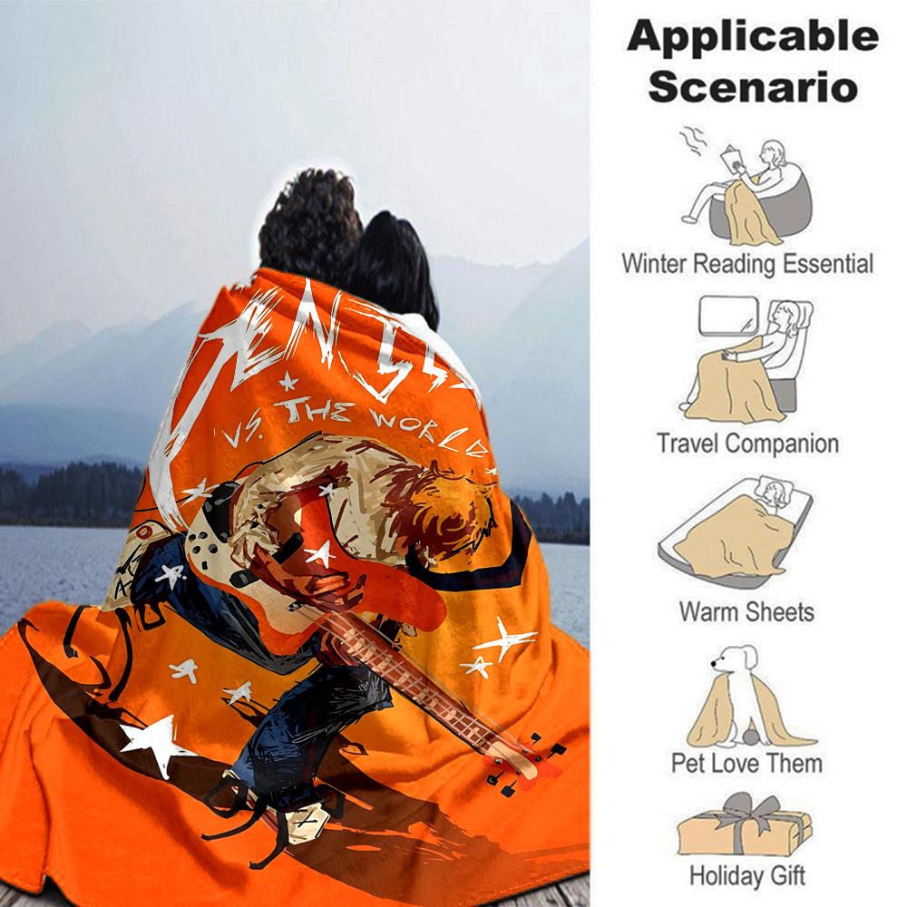 1pc dragon guitarThemed Blanket Soft Flannel All Season Cozy Throw with Bold Graphic Print, Travel, or Holiday Gift for Family & Friends