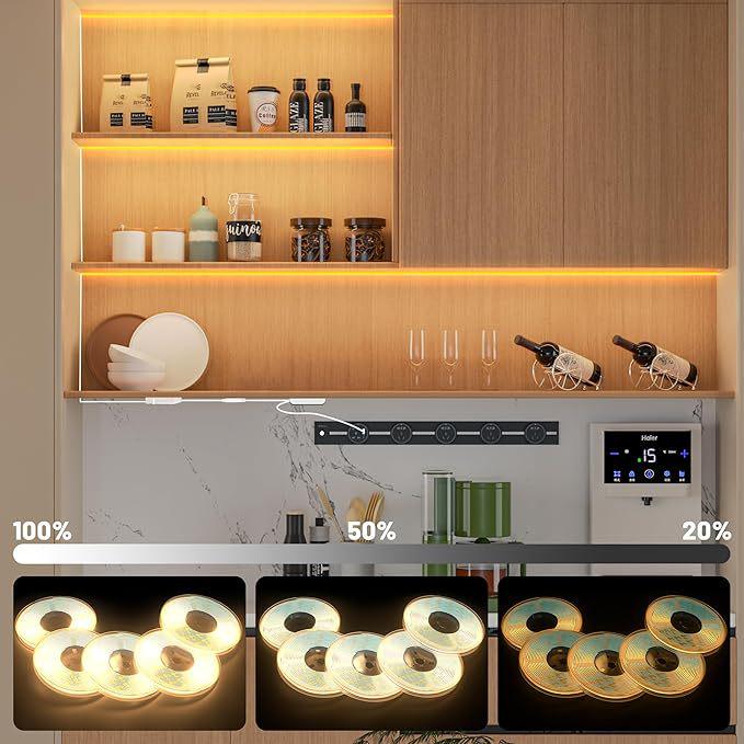5V COB LED Strip Light Set with Touch Sensor Switch for Wardrobe or Display Cabinet