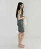 Lingseoul Ribbed Stripe Sleeveless Dress-Navy