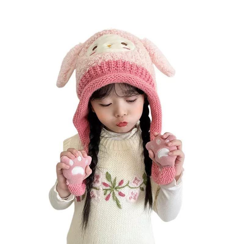 Winter Baby Hat Warm Boys and Girls Bald Hat Cute Super Cute Cartoon Children's Plush Ear Hat
