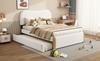 140*200Cm flat bed, upholstered, with practical pull-out rolling bed, minimalist design, white
