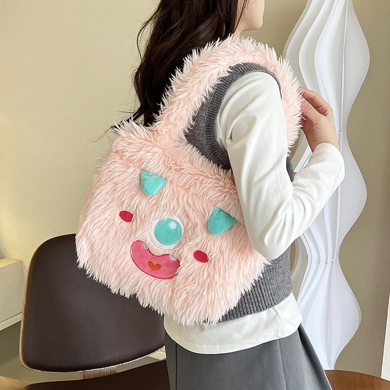Toamnă și iarnă drăguț urât drăguț geantă de pluș femeie de mare capacitate student dopamină desene animate drăguț plus geantă de umăr maree