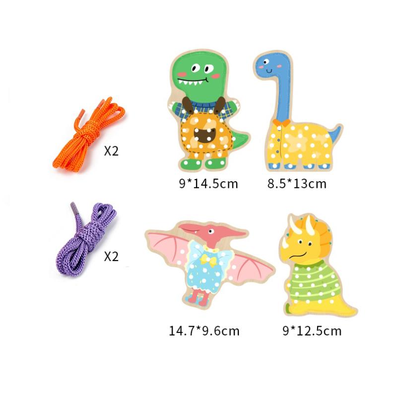 Wooden Lacing Toys Montessori Sensory Toys Sewing Cards Lacing Playing Game for Kid Preschool Learning Activity Fine Motor Skill