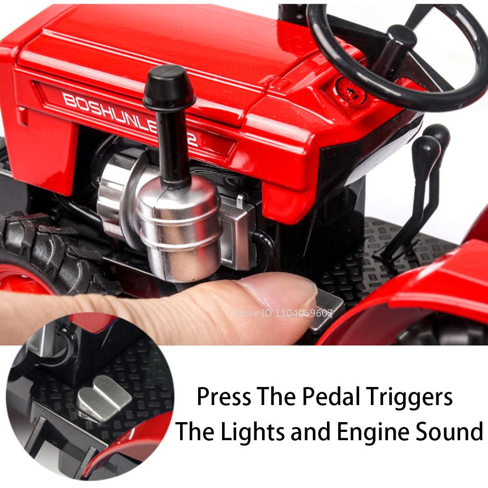 1:32 Miniature Model Toy Farm Tractors Metal Diecast Sound Light Pull Back Rubber Tires Simulation Tractor Toys for Boys Gifts