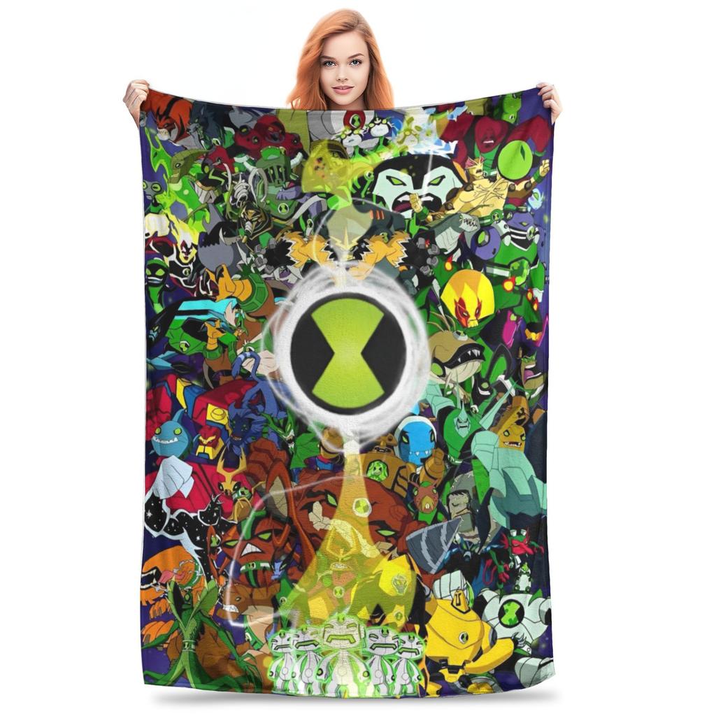 Ben 10 Obcy Ben Tennyson Omnitrix Gra Koc Miękki Ciepły Koc Kładziony Flanelowy Dekoracja na Lato Klimatyzację Pościel