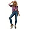 Women Shirt Lapel Long Sleeve Mardi Gras Striped Print Shirt Tops Buttons Placket Loose Fit Carnival Outfit Party Tops Soft Fabric Festival Wear