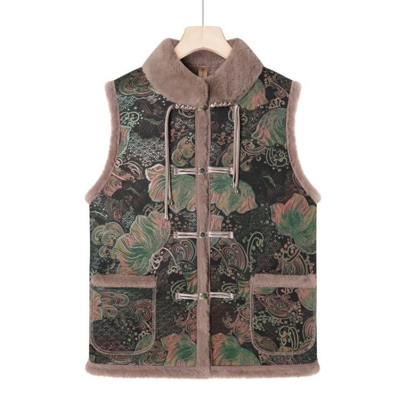 

Женский жилет жилет жилет осенне-зимнее пальто пряжка новый бархатный утолщенный жилет 5XL [recommended 150-80kg] зелёный