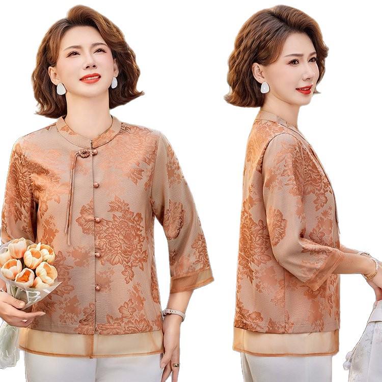 2026 Spring/Summer Trendy Chinese-Style Seven-Sleeve Shirt for Mom