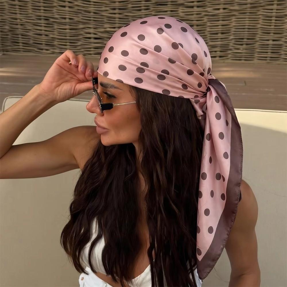 Silk Satin Dot Print Square Scarf 90cm Silk Scarf New Head Wraps  Daily Party