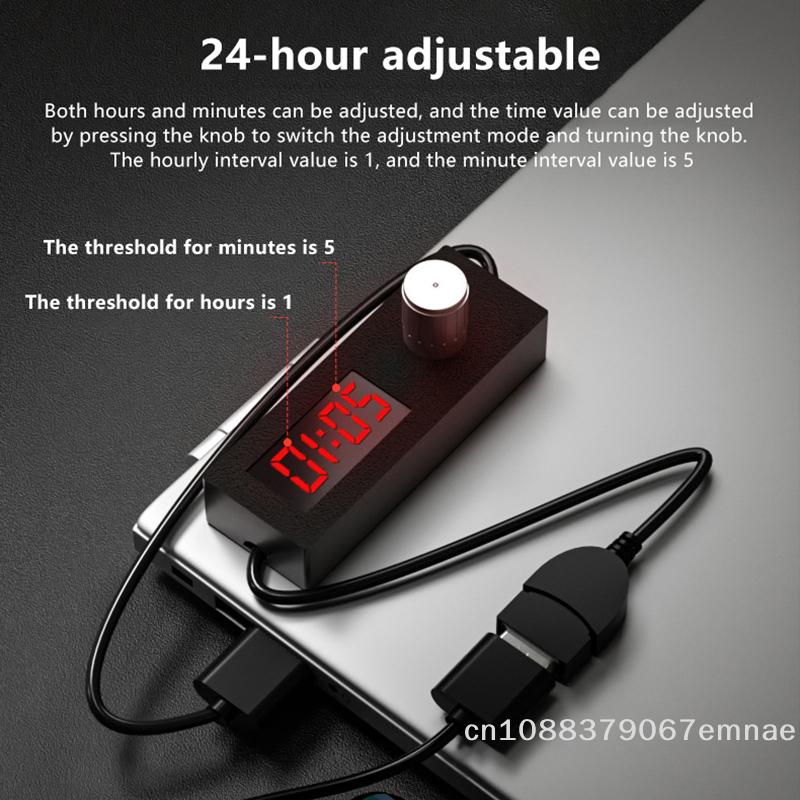 Portable 24h Automatic Shutdown Digital Countdown Timer USB Switch Cable Wire Adjustable Timer for Home And Office Use