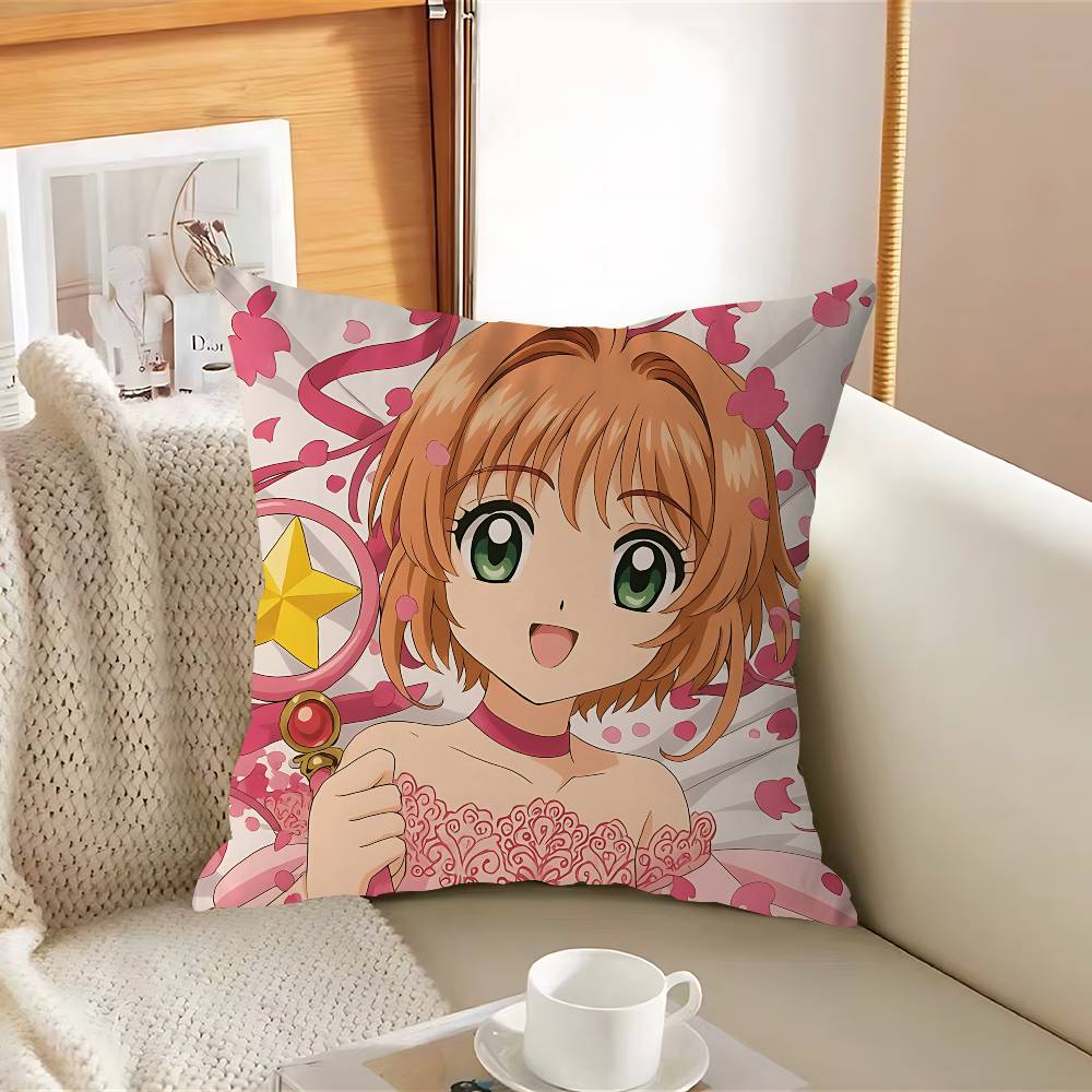 

CaptorS Anime Sakura Pillow Case Removable Washable Cushion Cover – All-Season Soft Linen 12x12Inch